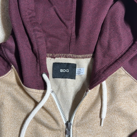 BDG red & tan full zip hoodie, L - Picture 4 of 4